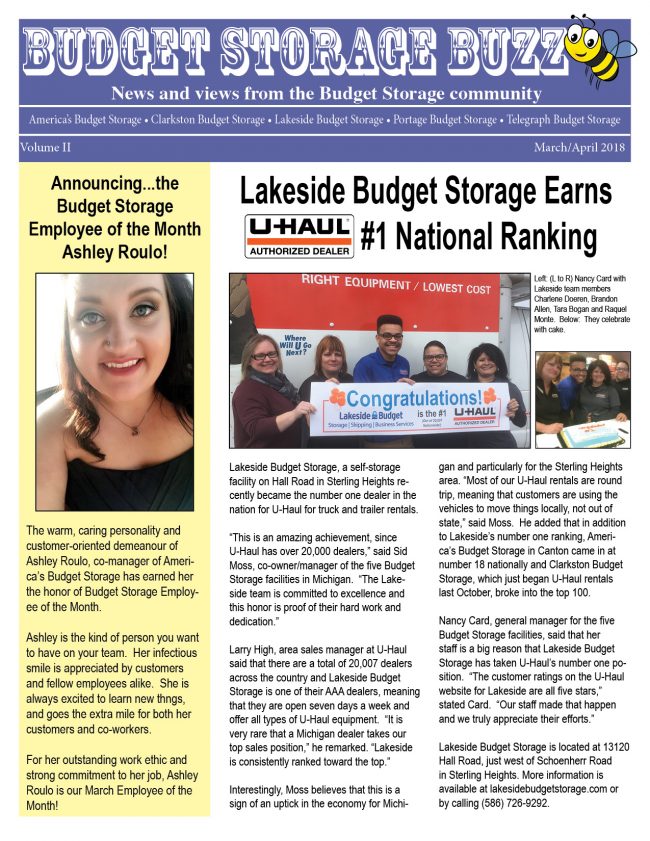 Budget Storage Buzz March April 2018