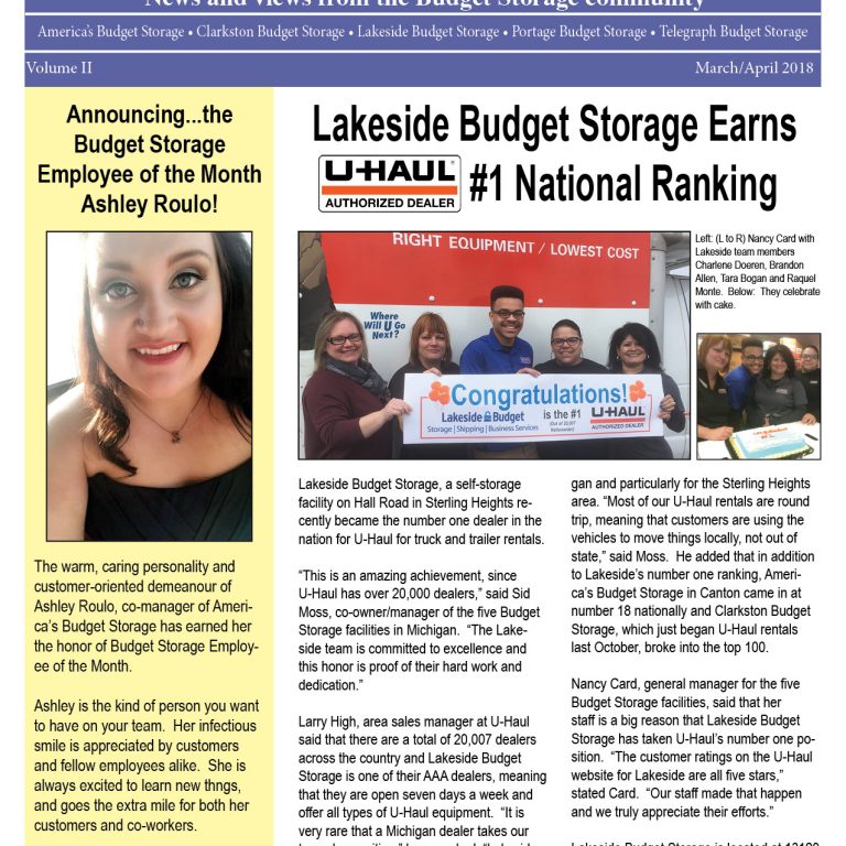 Budget Storage Buzz March April 2018